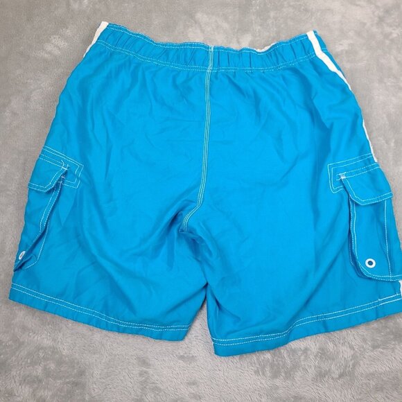 Ocean Pacific Mens Swim Trunks Blue‎ Size L (36-38) Cargo Style Drawstring Mesh - Picture 9 of 9